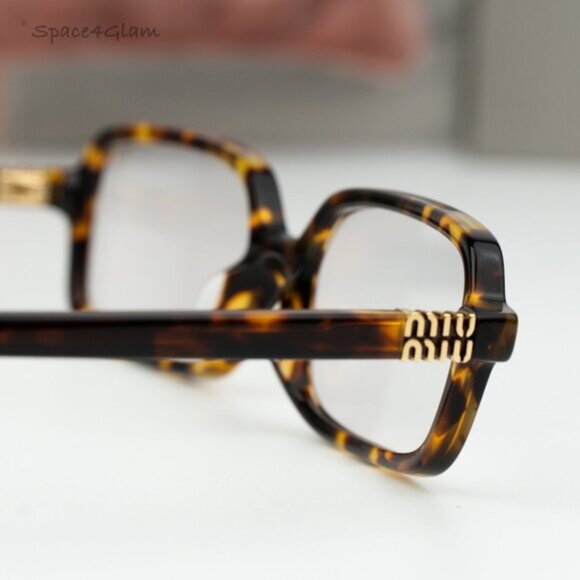 NEW Miu Miu MU11ZS 14L08N REGARD Havana Blue Light Rectangle Unisex Sunglasses - Picture 4 of 9